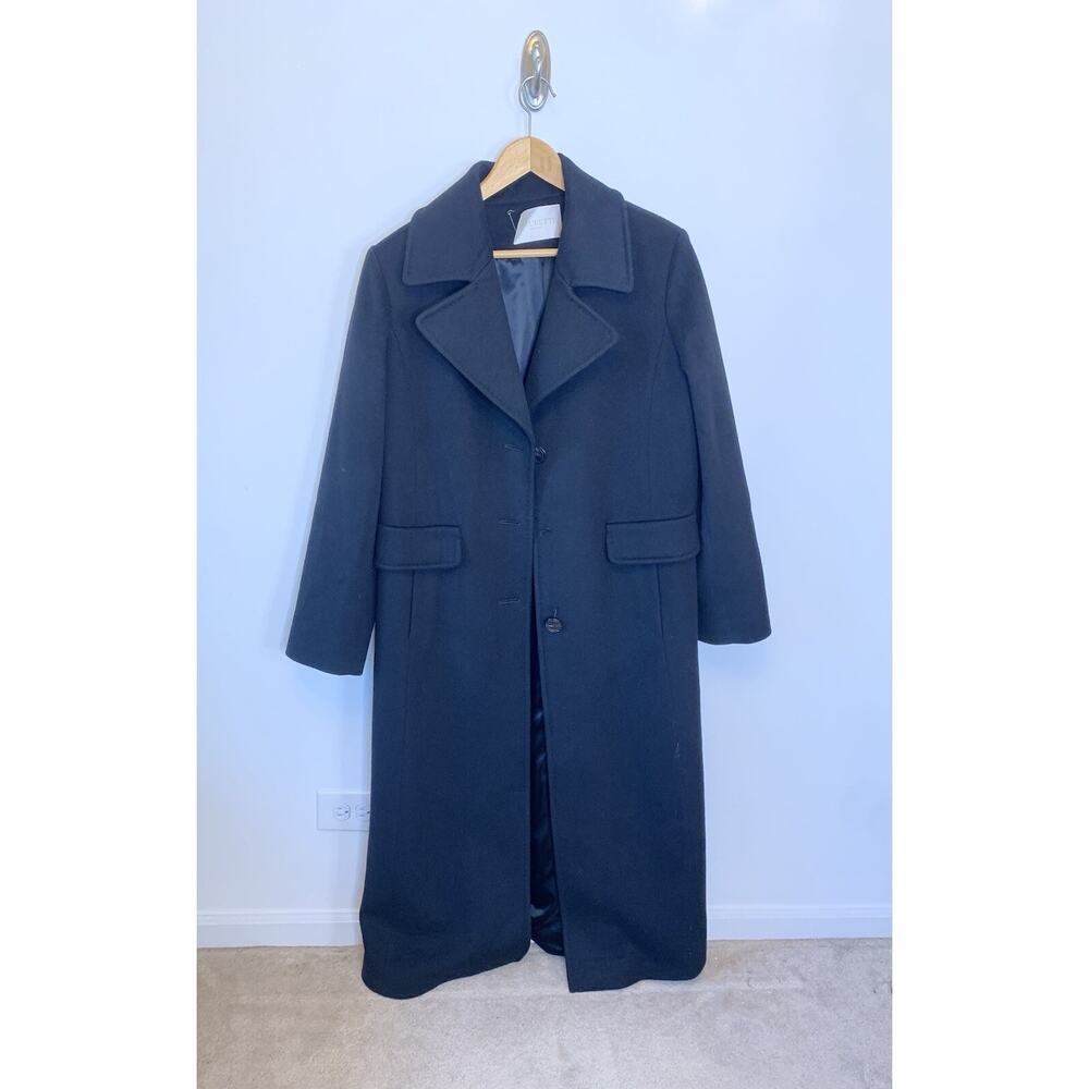 Fleurette Loro Piana Camelhair Long Overcoat Wool Dress Maxi Coat Black 14